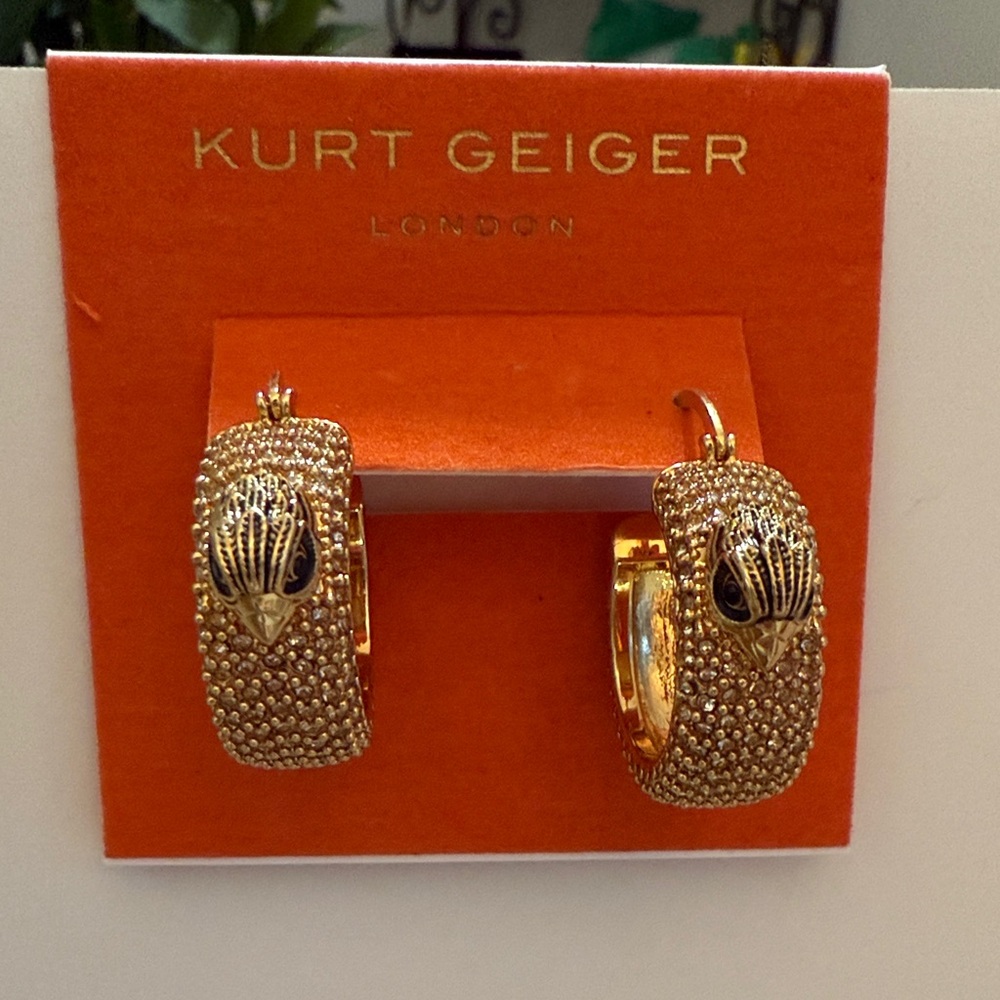 Kurt Geiger Gold and Black Embellished Earrings